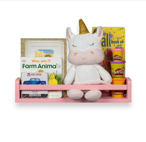 BAMBINI Wall Shelf, Toy Storage Organizer, Kids Bookshelf Wall Decor for Nursery, Small Shelf Wood - Light Pink