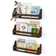 ANGEL 20" Floating Shelves for Wall, Toy Storage Shelf & Kids Bookshelf Wood Shelves for Home Decor - Set of 3 - Brown