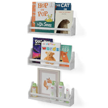 ANGEL 20" Floating Shelves for Wall, Toy Storage Shelf & Kids Bookshelf Wood Shelves for Home Decor - Set of 3 - Rustic White