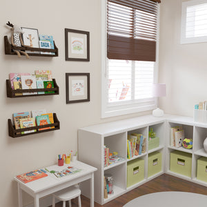 ANGEL 20" Floating Shelves for Wall, Toy Storage Shelf & Kids Bookshelf Wood Shelves for Home Decor - Set of 3 - Brown