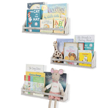 ANGEL 20" Floating Shelves for Wall, Toy Storage Shelf & Kids Bookshelf Wood Shelves for Home Decor - Set of 3 - Rustic White