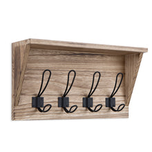 CASACO Coat Rack Wall Mount - Mail Holder, 4 Key Hooks for Hanging 17" Rustic Decor Wall Organizer - Natural Light Burnt