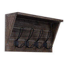 CASACO Coat Rack Wall Mount - Mail Holder, 4 Key Hooks for Hanging 17" Rustic Decor Wall Organizer - Burnt Brown