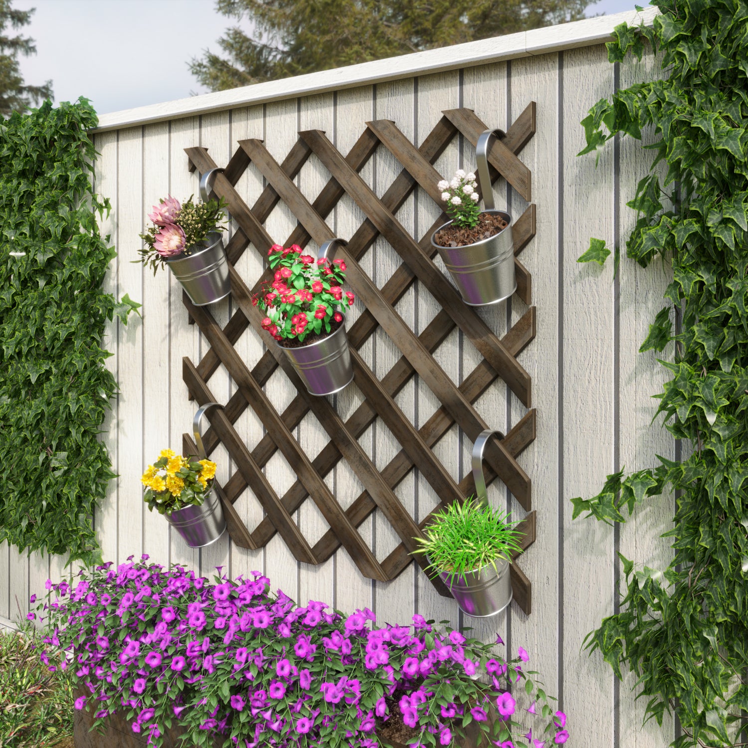 plant hanging grid LILY Hanging Planter for Balcony & Garden Decor, Galvanized Plant Pots – brightmaison