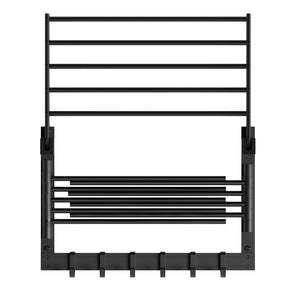 WASH Clothes Drying Rack Wall Mount Laundry Room Organizer with Hooks & Swing Arms, 17" Metal Laundry Rack - Black