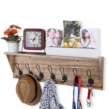 CASACO Coat Rack Wall Mount - Mail Holder, 7 Key Hooks for Hanging 30" Rustic Decor Wall Organizer - Natural Light Burnt