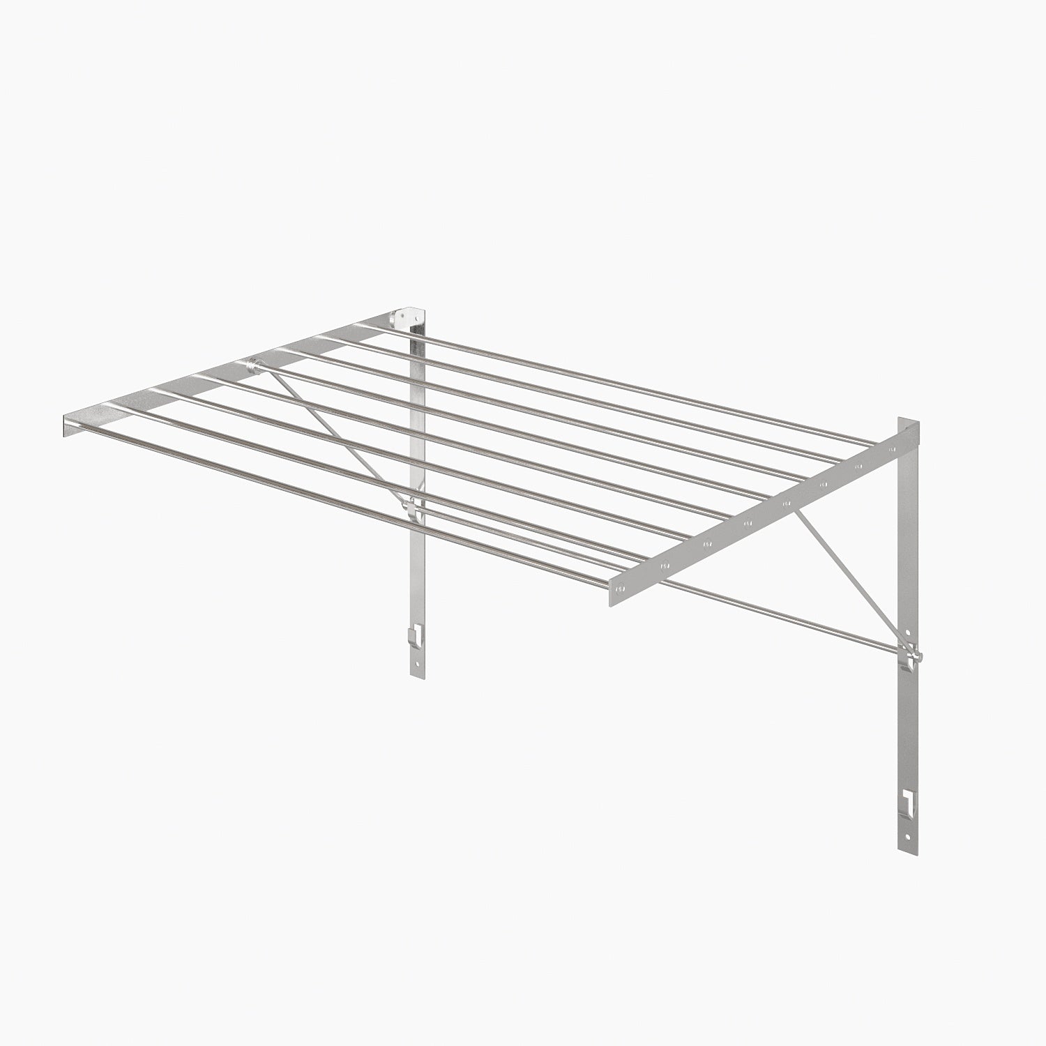 brightmaison Wall Mount Clothes Drying Rack & Laundry Room Organizer, 6.5  Yards Drying Capacity Stainless Steel Silver Laundry Rack
