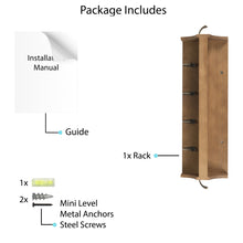 LACOS Coat Rack & Mail Holder for Wall with Hat Hook, 6 Key Hooks for Hanging, 14" Entryway Organizer Wood - Walnut