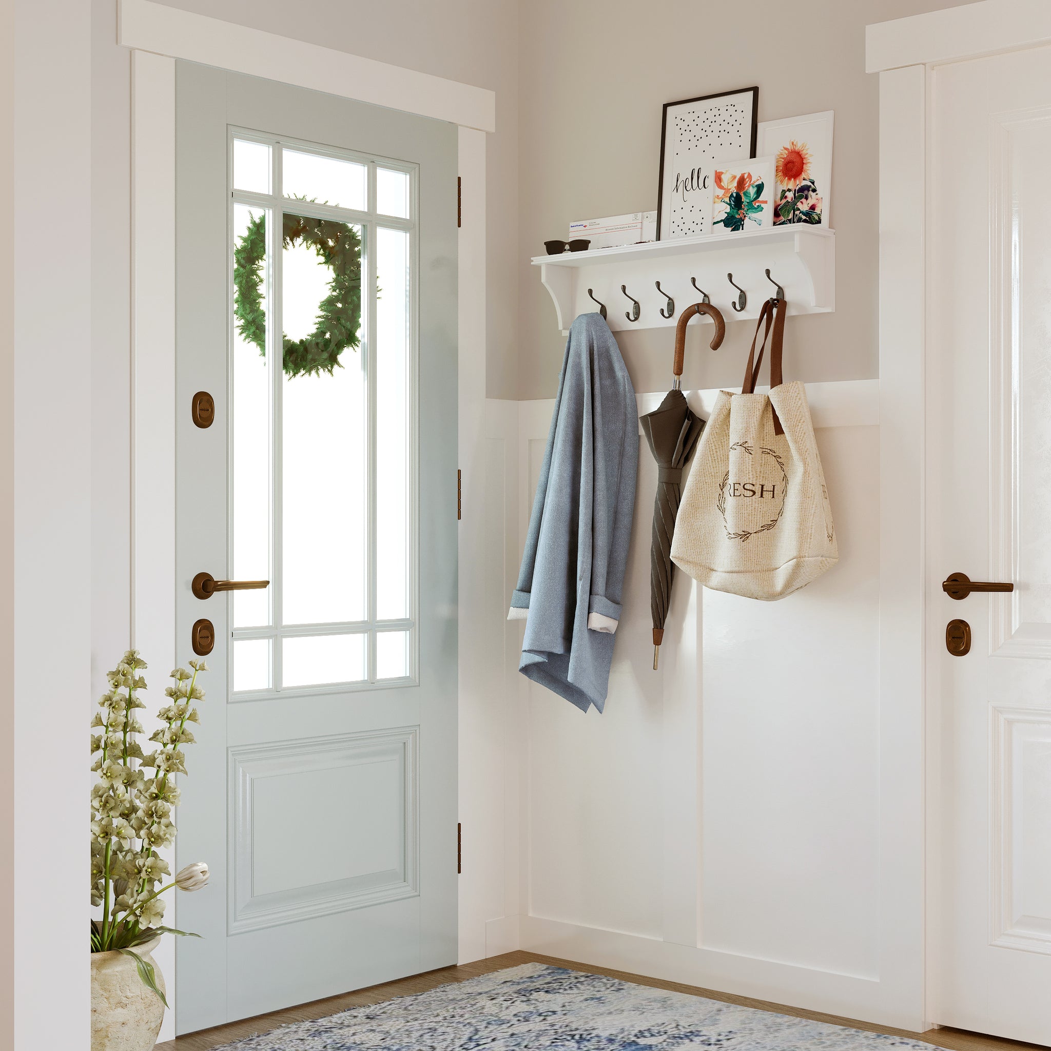 Mixed Material Entryway Organizer Matte White - Brightroom™