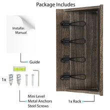 CASACO Coat Rack Wall Mount - Mail Holder, 4 Key Hooks for Hanging 17" Rustic Decor Wall Organizer - Burnt Brown