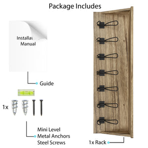 CASACO Coat Rack Wall Mount - Mail Holder, 7 Key Hooks for Hanging 30" Rustic Decor Wall Organizer - Natural Light Burnt