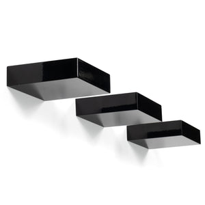 BODRUM Modern Kids Room Décor Display Showcase Nursery Wall Mount Floating Glossy Ledge Shelf - Set of 3 - Black