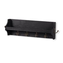 LACOS Coat Rack & Mail Holder for Wall with Hat Hook, 6 Key Hooks for Hanging, 14" Entryway Organizer Wood - Black