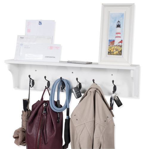 MANTE Entryway Organizer with Key Holder and Coat Rack, 6 Hooks For Hanging, 30