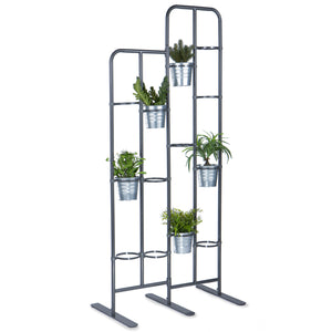 Vertical Metal Plant Stand 13 Tiers Display Plants Indoor or Outdoors on a Balcony Patio Garden - Dark Gray