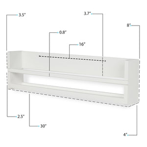 POLYNEZ 30" Floating Shelves for Wall & Book Storage for Nursery, Kids Room Multiuse Wall Shelf - Set of 2  - White