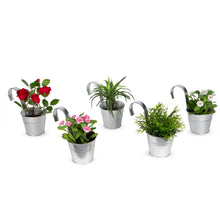 LILY Hanging Planter for Balcony & Garden Decor, Galvanized Plant Pots - Succulent Pots - Set of 5 - Silver