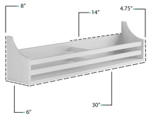 ANGEL Wall Shelf & Nursery Bookshelf, Toy Storage, Farmhouse Kitchen - Bathroom Organization and Storage Shelf 30" White