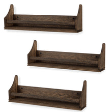 ANGEL 20" Floating Shelves for Wall, Toy Storage Shelf & Kids Bookshelf Wood Shelves for Home Decor - Set of 3 - Brown