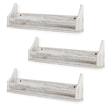 ANGEL 20" Floating Shelves for Wall, Toy Storage Shelf & Kids Bookshelf Wood Shelves for Home Decor - Set of 3 - Rustic White