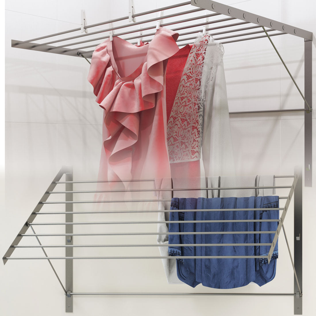 ATYUJKB Clothes Drying Rack Folding Outdoor, Laundry Stand Organizer with  Wheels, Clothes Storage Rack for Indoor Outdoor, Stainless Steel 5 Rod