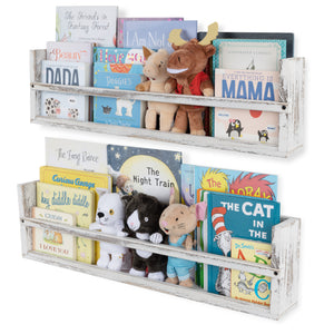 POLYNEZ 30" Floating Shelves for Wall & Book Storage for Nursery, Kids Room Multiuse Wall Shelf - Set of 2 - Burnt White