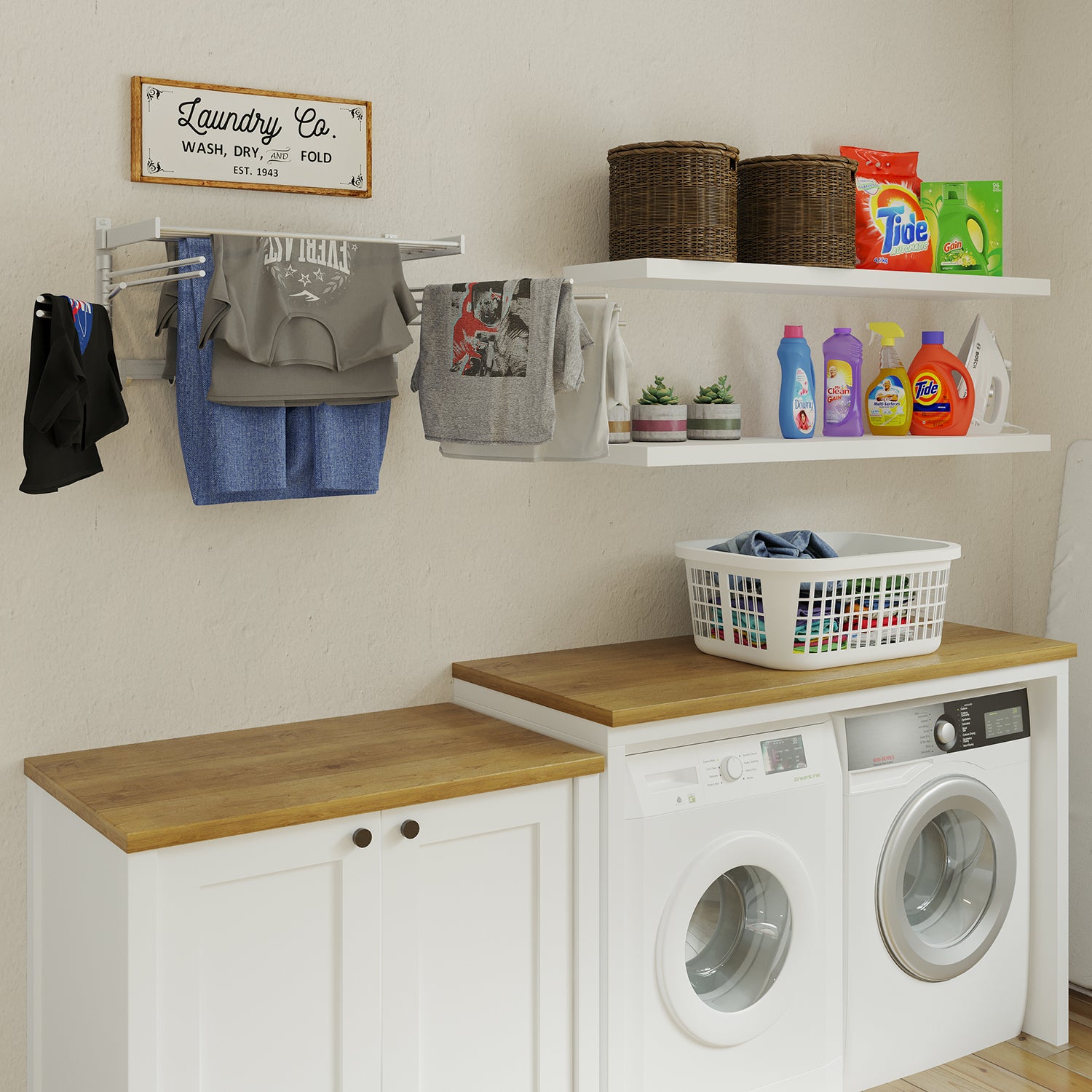 Small Laundry Wall Rack For Laundry Room WASH Clothes Drying Rack