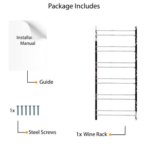 PINOT Stemware Wine Glass Rack Holder Under Cabinet 6 Sectional Storage 14 Inch Chrome