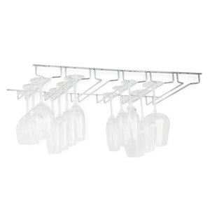 PINOT Stemware Wine Glass Rack Holder Under Cabinet 6 Sectional Storage 14 Inch Chrome
