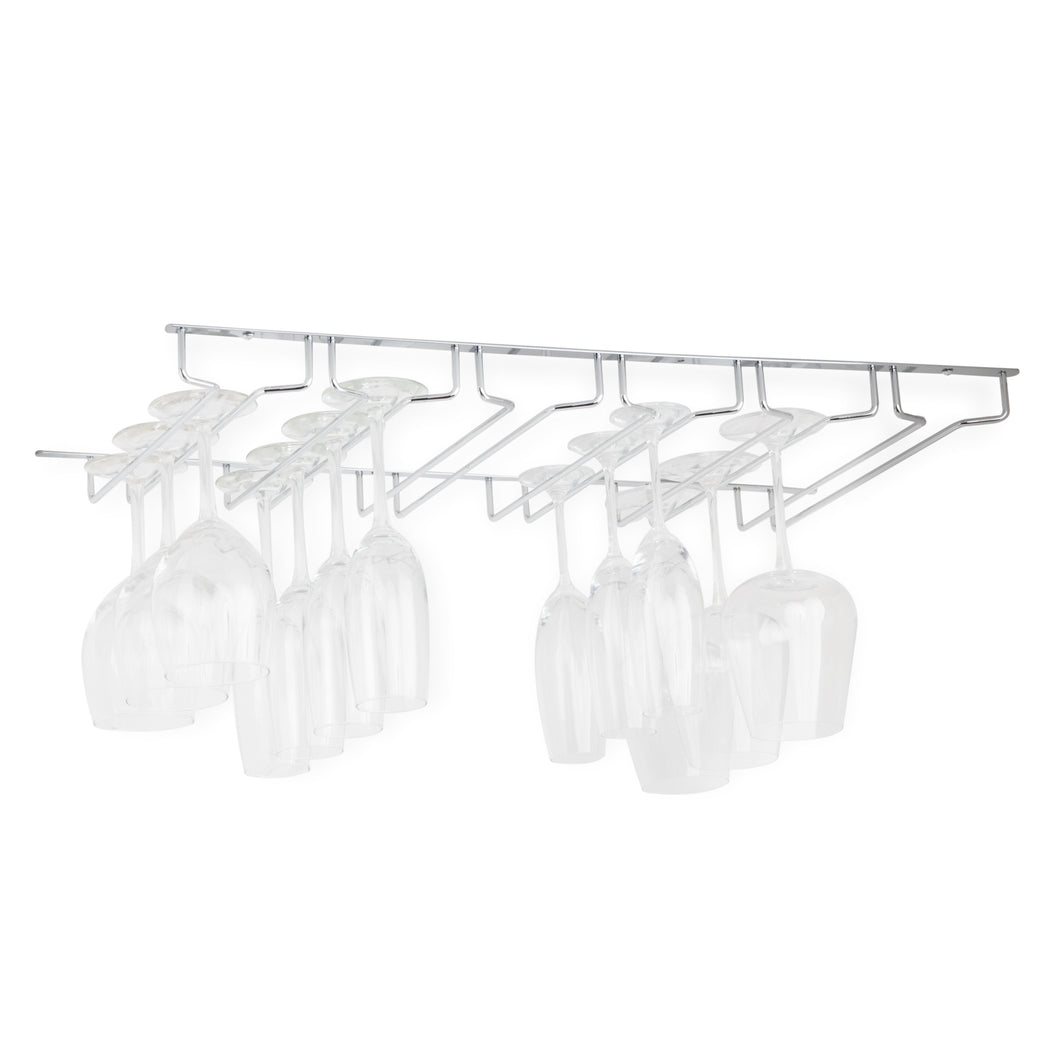 PINOT Stemware Wine Glass Rack Holder Under Cabinet 6 Sectional Storage 14 Inch Chrome