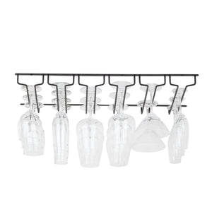 PINOT Wine Glass Holder Under Shelf Kitchen Storage Organizer for 24 Wine Glasses 14" Wine Glass Rack - Black Metal