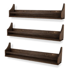 ANGEL 30" Floating Shelves for Wall, Toy Storage Shelf & Kids Bookshelf Wood Shelves for Home Decor - Set of 3 - Brown